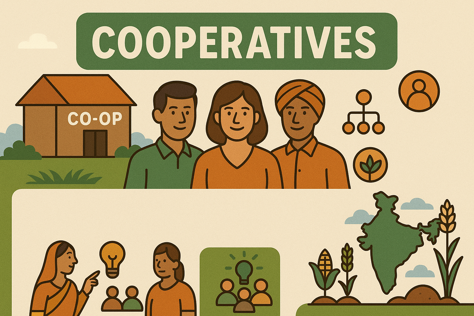 Cooperative society members working together